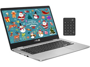 كمبيوتر محمول Asus C423NA Chromebook 14 بوصة عالي الدقة لتعليم الطلاب (معالج Intel Dual Core Celeron N3350 وذاكرة وصول عشوائي DDR4 سعة 4 جيجابايت وذاكرة وصول عشوائي (SSD) بسعة 64 جيجابايت + لوحة مفاتيح رقمية لاسلكية IST) كاميرا ويب ، WiFi ، Type-C ، نظام تشغيل Chrome - فضي (مجدد)