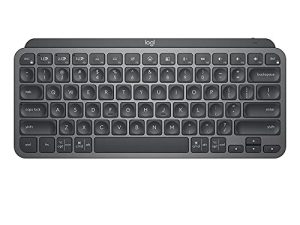 لوحة مفاتيح لاسلكية صغيرة مضيئة من لوجيتك MX Keys ، مدمجة ، بلوتوث ، إضاءة خلفية ، USB-C ، متوافقة مع Apple macOS ، iOS ، Windows ، Linux ، Android ، Metal Build - جرافيت