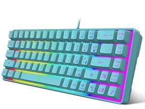 لوحة مفاتيح Snpurdiri للألعاب بنسبة 60٪ غشاء ، لوحة مفاتيح صغيرة سلكية مدمجة RGB ، إحساس ميكانيكي قوي لأجهزة الكمبيوتر / Mac ، طابع ، سفر ، يسهل حملها في رحلة عمل (68 مفتاحًا ، أزرق)
