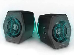 مكبرات صوت لأجهزة الكمبيوتر للألعاب Edifier G2000 32 واط لأجهزة الكمبيوتر المحمول Mac المكتبي والكمبيوتر المكتبي ومكبرات صوت بلوتوث USB 3.5 ملم مدخل AUX أضواء RGB مكبرات صوت متعددة الوسائط أسود