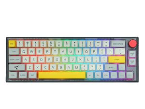 EPOMAKER TH66 60٪ Hot Swappable RGB 2.4Ghz / Bluetooth 5.0 / لوحة مفاتيح سلكية للألعاب الميكانيكية مع MDA PBT Keycaps ، بطارية طويلة الأمد 2200 مللي أمبير في الساعة ، مقبض تحكم لجهاز Mac / Win (Gateron Pro Blue ، TH66)