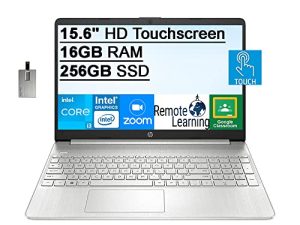 2022 HP 15.6 "HD Touchscreen Laptop Computer، 10th Gen Intel Core i3-1005G1، 16GB RAM، 256GB SSD، Intel UHD Graphics 620، HD Audio، HD Webcam، USB-C، Bluetooth، Win 10، Silver، 32GB SnowBell USB Card