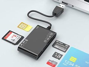 قارئ البطاقات الذكية العسكرية 6 في 1 ، قارئ / كاتب بطاقة USB إلى SD لـ Micro SD / SDXC / SD / SDHC / MS / M2 / MMC بطاقة ذاكرة الكاميرا / SIM / قارئ البطاقة الذكية DOD العسكرية USB وصول مشترك قارئ بطاقة CAC واللعب