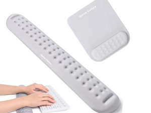 لوحة ماوس مريحة من Univo Colors ومسند لوحة المفاتيح ، وسادة ماوس كبيرة لتخفيف الآلام مع حشوة ميموري فوم مريحة ، جل مطاطي ناعم غير قابل للانزلاق للمكتب والمنزل والكمبيوتر الشخصي ، كمبيوتر محمول ألعاب Mac ، رمادي