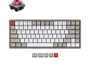 Keychron K2 75٪ لوحة مفاتيح ميكانيكية لاسلكية تعمل بتقنية البلوتوث لأجهزة Mac ، لوحة مفاتيح كمبيوتر سلكية متعددة المهام من النوع C 84 مفتاحًا لنظام التشغيل Windows مع إطار من الألومنيوم بمفتاح أحمر ميكانيكي Keychron