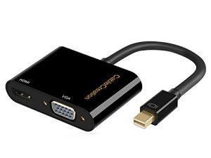 Mini DisplayPort إلى HDMI VGA محول ، CableCreation 2 في 1 Mini DP Hub (Thunderbolt 2) محول متوافق مع MacBook Pro ، iMac ، HDTV ، جهاز عرض ، شاشات 4K UHD ، أسود