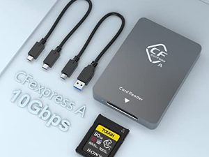 قارئ بطاقات CFexpress من النوع A (10 جيجابت في الثانية) قارئ بطاقات CFexpress من الألومنيوم المحمول يدعم USB3.1 Gen2 ، Thunderbolt 3 منافذ توصيل CF Express Type A محول متوافق مع Windows / Mac OS / Linux