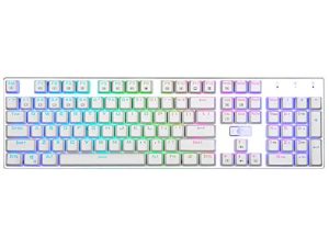 لوحة مفاتيح ألعاب ميكانيكية HUO JI E-Yooso Z-88 ، مفاتيح حمراء ، إضاءة خلفية RGB قابلة للبرمجة ، 104 مفاتيح قابلة للتبديل السريع لجهاز Mac ، الكمبيوتر الشخصي ، أبيض