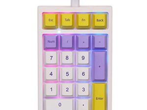 لوحة أرقام سلكية قابلة للتبديل السريع EPOMAKER TH21 21 مفتاحًا مع إضاءة خلفية RGB ، قابلة للبرمجة ، غطاء الكرز PBT Keycaps لـ Win / Mac (مفتاح Epomaker Budgerigar)