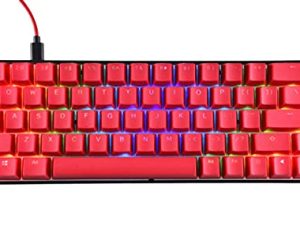 KKV 68 Keys RGB لوحة مفاتيح الألعاب الميكانيكية ، 65٪ تخطيط مدمج PBT Keycaps تصميم صغير 18 RGB Mode لوحة مفاتيح ميكانيكية سلكية من النوع C للألعاب والعمل (Kailh Box Blue Switch ، أحمر)