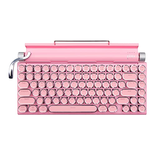 RAZEAK Typewriter Keyboard Wireless ، Retro Keyboard Typewriter Style Bluetooth 5.0 Multi Devices Connection for iPad / Mac / PC / Laptop واجهة USB-C مطورة (وردي معدني) RAZEAK Typewriter Keyboard Wireless ، Retro Keyboard Typewriter Style Bluetooth 5.0 Multi Devices Connection for iPad / Mac / PC / Laptop واجهة USB-C مطورة (وردي معدني)