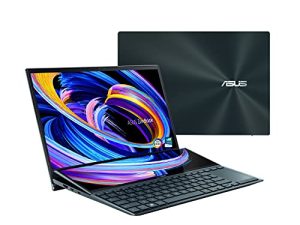 ASUS ZenBook Pro Duo 15 OLED UX582 كمبيوتر محمول ، شاشة لمس OLED 4K UHD مقاس 15.6 بوصة ، Intel Core i9-10980HK ، ذاكرة وصول عشوائي 32 جيجا ، 1 تيرابايت SSD ، GeForce RTX 3070 ، ScreenPad Plus ، Windows 10 Pro ، Celestial Blue ، UX582LR-XS94T