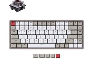 Keychron K2 75٪ لوحة مفاتيح ميكانيكية لاسلكية تعمل بالبلوتوث مع لوحة مفاتيح ريترو مزدوجة اللقطة / نوع C سلكي / مفتاح ميكانيكي بني من النوع C / إطار ألومنيوم 84 مفتاح لوحة مفاتيح كمبيوتر لنظام التشغيل Mac Windows