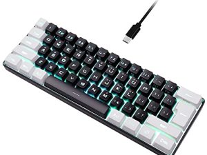 60٪ لوحة مفاتيح سلكية للألعاب ، لوحة مفاتيح صغيرة مدمجة بإضاءة خلفية RGB ، لوحة مفاتيح صغيرة مقاومة للماء و 61 مفتاحًا لأجهزة الكمبيوتر الشخصية / أجهزة Mac ، الطابعة ، السفر ، سهولة السفر (أبيض وأسود) ...