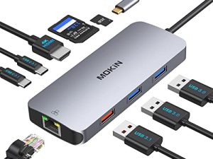 محولات USB C لأجهزة MacBook Pro / Air ، 9 في 1 USB C Hub مع 4K HDMI ، USB 3.1 10Gbps Data Ports ، 2 * USB-C 3.1 GEN2 ، 1Gbps Ethernet ، 2 * USB 3.0 و SD / TF Slots ، لـ MacBook Air / Pro و XPS والمزيد