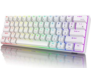 RK ROYAL KLUDGE RK61 2.4 جيجا هرتز لاسلكي / بلوتوث / سلكي 60٪ لوحة مفاتيح ميكانيكية ، 61 مفتاحًا RGB قابل للتبديل السريع لوحة مفاتيح الألعاب باللون البني مع برنامج Win / Mac
