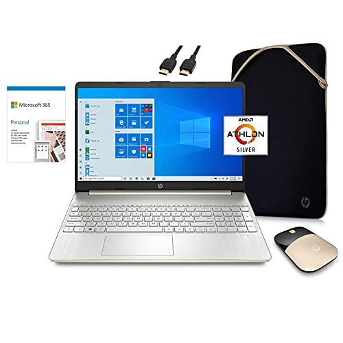 2021 HP Laptop Computer 15.6 "HD Screen، AMD Athlon 3050U 8GB RAM 128GB SSD HDMI Wi-Fi Webcam Gold Win 10 | حزمة المدرسة الأساسية: مكتب 365 لمدة عام ، ماوس لاسلكي ، حافظة ، كابل VATTE HDMI 2021 HP Laptop Computer 15.6 "HD Screen، AMD Athlon 3050U 8GB RAM 128GB SSD HDMI Wi-Fi Webcam Gold Win 10 | حزمة المدرسة الأساسية: مكتب 365 لمدة عام ، ماوس لاسلكي ، حافظة ، كابل VATTE HDMI