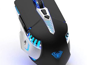 ماوس بلوتوث ، ماوس ألعاب لاسلكي قابل لإعادة الشحن متعدد الأجهزة (BT 5.0 / 3.0 + USB) مع أزرار جانبية ، RGB LED تضيء ماوس كمبيوتر لاسلكي مريح لأجهزة الكمبيوتر المحمول / الكمبيوتر الشخصي / iPad / Mac / MacBook Pro / الكمبيوتر اللوحي (أسود)