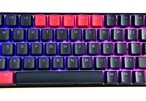 KKV 68 Keys RGB لوحة مفاتيح الألعاب الميكانيكية ، 65٪ تخطيط مدمج PBT Keycaps تصميم صغير 18 RGB Mode لوحة مفاتيح ميكانيكية سلكية من النوع C للألعاب والعمل (Kailh Box Blue Switch ، أسود وأحمر)