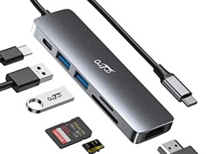 USB C Hub MacBook HDMI Adapter: 7in1 Docking Station USB 3.0 4K @ 30Hz HDMI 100W Port Type C Dongle Dock Accessories Hub محول متعدد المنافذ لأجهزة Mac Air / Pro iPad وأجهزة USB-C الأخرى