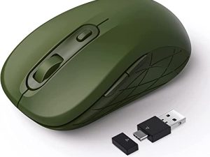 ماوس لاسلكي Doukible Type C مزدوج الوضع 2.4G و USB C لأجهزة Mac و Windows والكمبيوتر والكمبيوتر المحمول والكمبيوتر الشخصي و MacBook و iPad - أخضر أفوكادو