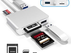 【إصدار مطور】 قارئ بطاقات XQD USB 3.0 SD (HC / XC) قارئ بطاقات TF مع USB3.0x2 سرعة عالية تصل إلى 5 جيجابت في الثانية ، متوافق مع بطاقات Sony G&M Series XQD و TF / SD / SDHC ، لنظام التشغيل Windows / Mac OS