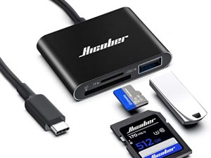 قارئ بطاقات Hicober USB C إلى SD ، قارئ بطاقات ذاكرة Micro SD ، مهايئ قارئ بطاقة من النوع C إلى SD سعة 2 تيرابايت لكاميرا MacBook ، Android ، و Windows Linux ، وأجهزة أخرى من النوع C - أسود