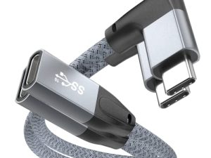 UseBean Right Angle USB C Extension Cable 0.6FT 2-Pack، USB-C 3.1 Gen2 10Gbps Male to Female 4K Video Cord ، متوافق مع iPhone 12 Pro Max ، M1 MacBook Mac Mini / Pro ، iPad Pro 2018 2020 ، Surface Go