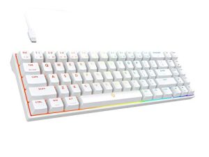 DREVO Calibur V2 TE Cherry MX Blue RGB تعمل لوحة مفاتيح الألعاب الميكانيكية السلكية بنسبة 60٪ للكمبيوتر الشخصي / Mac ، 71 مفتاحًا صغيرًا تخطيط الولايات المتحدة أبيض