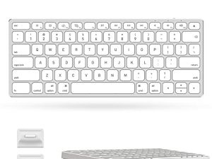 لوحة مفاتيح لاسلكية لنظام التشغيل Apple Mac OS / iOS ، هيكل أنيق وأنيق من الألومنيوم بالكامل ، 78 مفتاحًا بلوحة مفاتيح بلوتوث مضغوطة قابلة لإعادة الشحن متوافقة مع iMac / Mac Mini / MacBook / iPad