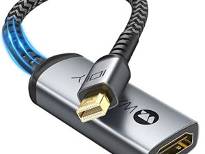 محول Warrky 4K Mini DisplayPort إلى HDMI ، [UHD ، قابس مطلي بالذهب ، علبة ألومنيوم] محول Thunderbolt إلى HDMI متوافق مع MacBook Air / Pro ، Mac Mini ، iMac ، Surface Pro / Dock ، شاشة / تلفزيون / جهاز عرض