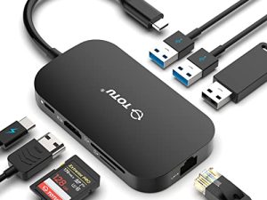 USB C Hub ، 9 في 1 Type C Hub مع 4K USB C إلى HDMI ، منفذ Ethernet ، منفذ USB-C لتوصيل الطاقة (PD) ، منفذين USB 3.0 ، منفذ USB 2.0 ، قارئ بطاقات SD / TF ، متوافق مع MacBook أجهزة الكمبيوتر المحمولة Pro Air و Type C