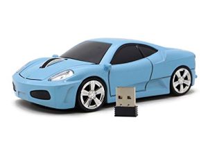 Ai5G ماوس لاسلكي للسيارات الرياضية USB فأرة كمبيوتر بصري 2.4 جيجاهرتز مع مصباح أمامي 1600 ديسيبل متوحد الخواص لأجهزة الكمبيوتر المحمول ماك (أزرق)