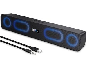 مكبرات صوت USB لسطح المكتب ، ومكبرات صوت للكمبيوتر المحمول ، ومكبرات صوت لسطح المكتب للشاشة ، ومكبرات صوت للكمبيوتر المكتبي ، وأجهزة Mac ، وشاشات مزودة بإضاءة LED ، والتحكم في مستوى الصوت ، ومقبس سماعة الرأس (مضمن من USB-C إلى محول USB)