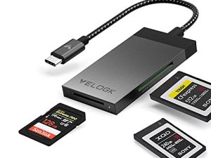 3 في 1 CFexpress / XQD / SD Card Reader USB C ، VELOGK Dual-Slot USB 3.2 (10Gbps) CFexpress Type B Card Reader Adapter متوافق مع Android / Windows / Mac OS / Linux ، مع حقيبة من الألومنيوم المصقول وحقيبة محمولة