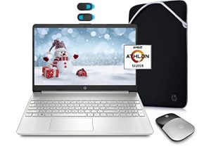 كمبيوتر محمول 2021 HP 15.6 بوصة عالي الدقة ، AMD Athlon Silver N3050U ، ذاكرة وصول عشوائي 4 جيجابايت ، 128 جيجابايت SSD ، HDMI ، USB-C ، كاميرا ويب ، Windows 10 S مع Office 365 لمدة عام واحد ، ماوس ، حافظة + ملحق YSC (فضي)