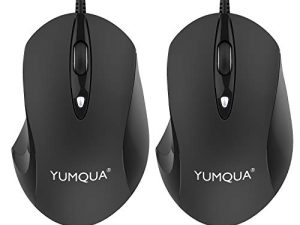 YUMQUA G189 فأرة كمبيوتر سلكية 2 عبوة ، فأرة بصرية سلكية USB للمكتب المنزلي مع 4 DPI قابلة للتعديل (حتى 1600) لأجهزة الكمبيوتر المحمول Chromebook PC Desktop Notebook - أسود