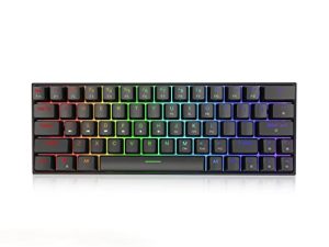 Ractous RTK63P 60٪ لوحة مفاتيح الألعاب الميكانيكية RGB بإضاءة خلفية PBT keycaps 63key لوحة مفاتيح سلكية فائقة الصغر قابلة للبرمجة لأجهزة الكمبيوتر / Mac ، مفتاح أسود بصري قابل للتبديل السريع (أسود)