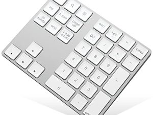 لوحة مفاتيح رقمية بتقنية البلوتوث من HoRiMe ، لوحة أرقام ذات 34 مفتاحًا من الألومنيوم قابلة لإعادة الشحن ، إدخال بيانات لوحة مفاتيح رقمية رفيعة خارجية متوافقة مع أجهزة MacBook و MacBook Air / Pro و iMac Windows Laptop Surface Pro وما إلى ذلك
