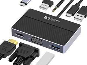 محطة إرساء USB C مطورة ، [شحن فائق السرعة] محول USB C Hub متعدد المنافذ مع توصيل طاقة 100 وات ، محول 7 في 1 USB C مع 4K HDMI VGA USB 3.0 2USB 2.0 ، صوت / ميكروفون 3.5 ملم لأجهزة الكمبيوتر المحمول Mac USB C