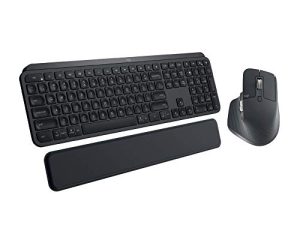 لوحة مفاتيح لاسلكية مضيئة من Logitech MX Keys (متعددة أنظمة التشغيل) مع ماوس MX Master 3 اللاسلكي المتقدم لأجهزة Mac و MX Palm Rest