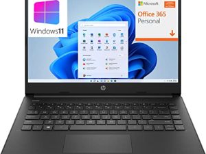 كمبيوتر محمول Flagship HP 14 14 بوصة ، معالج Intel Celeron N4020 يصل إلى 2.8 جيجا هرتز ، ذاكرة وصول عشوائي DDR4 4 جيجا بايت ، 64 جيجا بايت eMMC ، 802.11AC WiFi ، Bluetooth 5 ، Type-C ، Jet Black ، Windows 11 S ، 1-Year Office 365 ، BROAGE MousePad