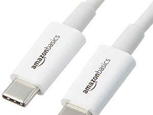 كابل شاحن أمازون أساسيات من USB Type-C إلى USB Type-C 2.0 - 9 قدم ، أبيض