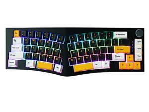 EPOMAKER Feker Alice Layout Gasket 68-Key Hot Swappable Bluetooth / 2.4Ghz / Type-C لوحة مفاتيح سلكية / لاسلكية للألعاب ، مع بطارية 8000mAh ، NKRO ، RGB Backlight ، Dye-sub PBT Keycaps ، لنظام Win / Mac (أسود)