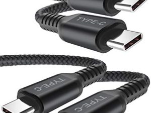 كابل Basesailor USB C إلى النوع C 100 واط 6.6 قدم / عبوتين ، سلك شاحن PD للشحن السريع لجهاز MacBook ، iPad Pro 10 10th Air 4th 5 5th Mini 6 6th Generation ، Samsung Galaxy Z Flip Fold ، Google Pixel