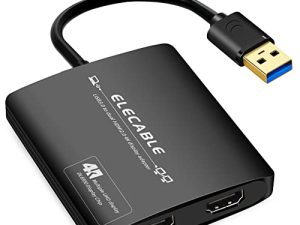 محول USB 3.0 إلى Dual HDMI - 4K + 4K 60Hz Ultra HD - شريحة DisplayLink DL6950 مدمجة - تمديد الشاشة لتلفاز متعدد الشاشات متوافق مع Windows و Mac OS و Android و Chrome OS و Ubuntu (HDMI + HDMI)