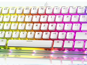 MIHIYIRY US Layout 60٪ لوحة مفاتيح ميكانيكية قابلة للتبديل السريع ، بإضاءة خلفية RGB 61 مفتاح مضاد للظلال USB لوحة مفاتيح كمبيوتر سلكية سريعة الاستجابة لوحة مفاتيح مريحة مناسبة للمكتب والألعاب (مفتاح أحمر)