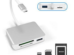 قارئ بطاقات XQD USB C ، قارئ بطاقات XQD / SD / TF من النوع C ، مهايئ بطاقات USB3.0 مزدوج قراءة 3 بطاقات لـ SD (HC / XC) ، TF ، Sony G Series ، بطاقة علامة USB Lexar ، متوافقة مع أجهزة الكمبيوتر المحمول من النوع C ، دعم نظام التشغيل Windows / Mac OS