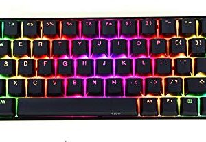 KKV 68 Keys RGB لوحة مفاتيح الألعاب الميكانيكية ، 65٪ تخطيط مدمج PBT Keycaps تصميم صغير 18 RGB Mode لوحة مفاتيح ميكانيكية سلكية من النوع C للألعاب والعمل (Kailh Box Blue Switch ، أسود)