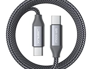 JSAUX USB C to USB C Cable 100W 6.6ft ， 5A سلك شحن فائق السرعة من النوع C طويل متوافق مع MacBook Pro 2021 M1 MAC Air و iPad Pro 12.9 11 و Air 5th / 4 Samsung Galaxy S22 S21 Pixel 6 Switch-Grey